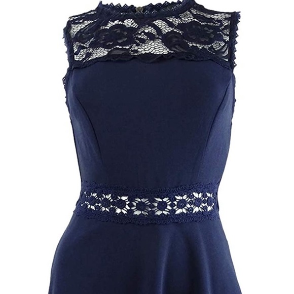 Speechless Juniors' Lace-Top Sheath Evening Dress with pockets! indigo deep blue - Picture 2 of 16